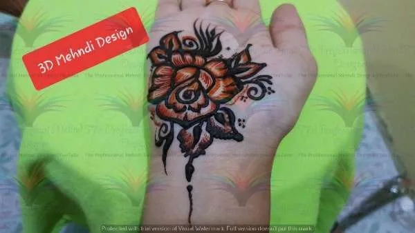 Picture Images of Mehndi Designs 3D flower