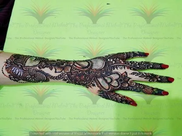 50 Best Backhand Mehndi Design Pictures and Videos 36 Full hand Back side Bridal Mehndi