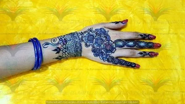 Blue Cone Mehndi Design