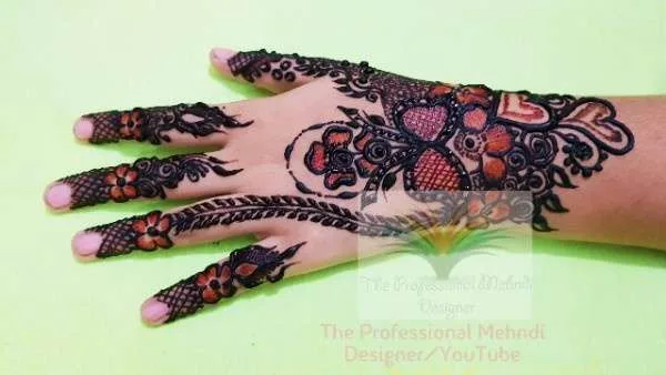 flower red cone mehndi