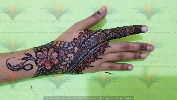 back hand design of mehndi cone