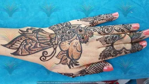 butterfly designs of mehndi with cone