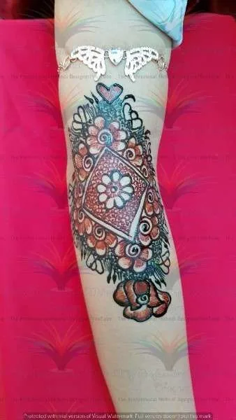 red cone backhand mehndi design