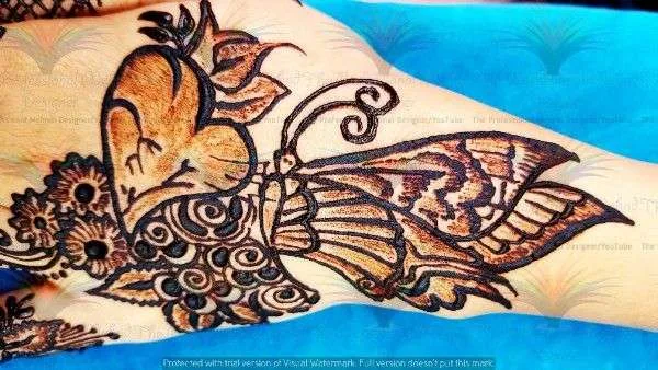 butterfly mehndi back side of hands