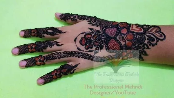 indian mehndi design back hand side