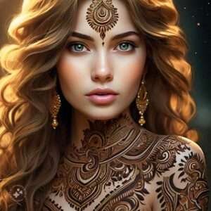AI Generated Girls Apploed Mehndi on hand Foot and Body