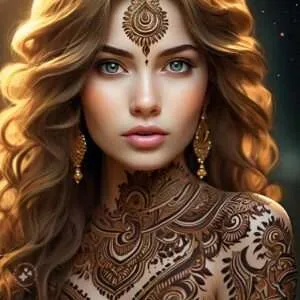AI Generated Girls Apploed Mehndi on hand Foot and Body