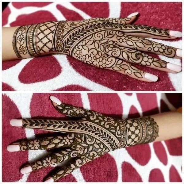 50 Best Backhand Mehndi Design Pictures and Videos 43 Back hand side Mehndi Design