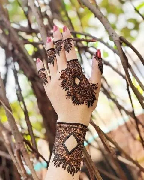 50 Best Backhand Mehndi Design Pictures and Videos 46 a hand with henna on it