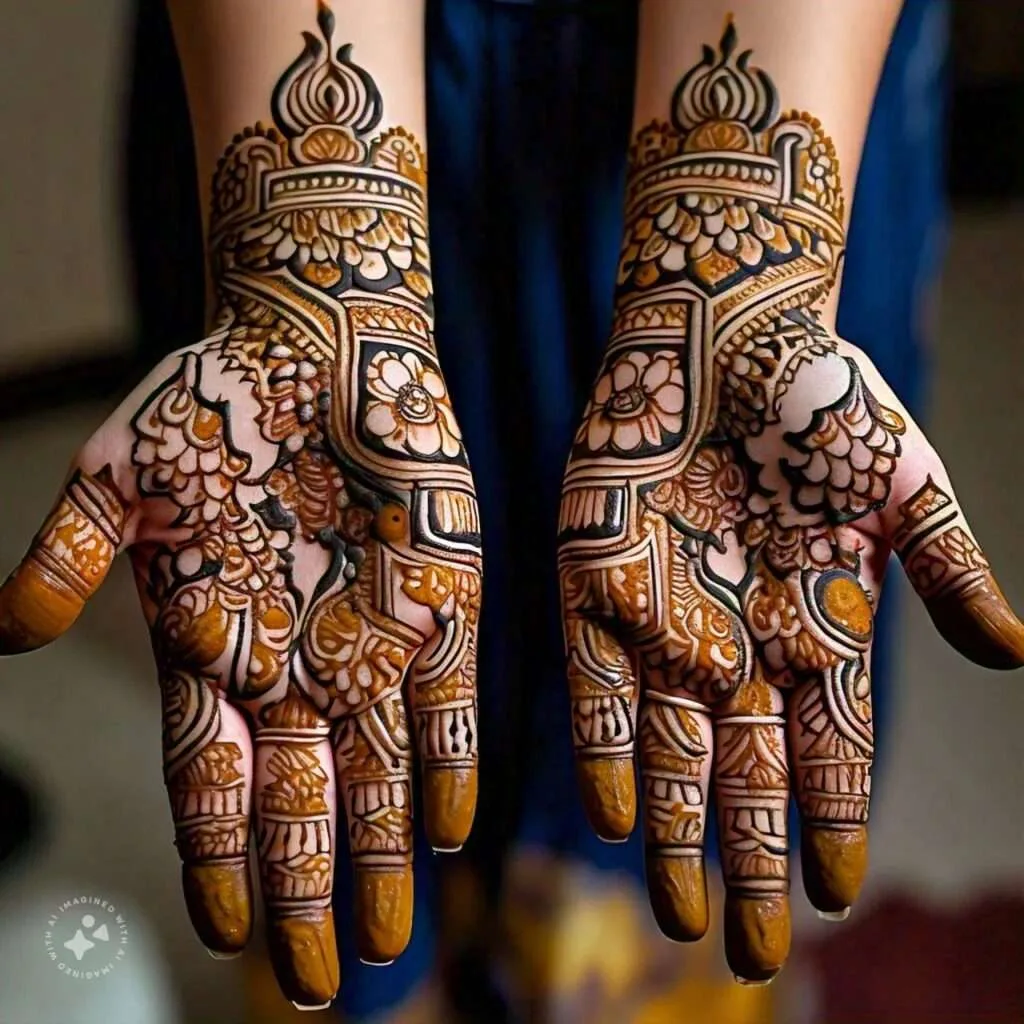 500+ Captivating Backhand Mehndi Designs: A Visual Showcase 272 plam hand design ai