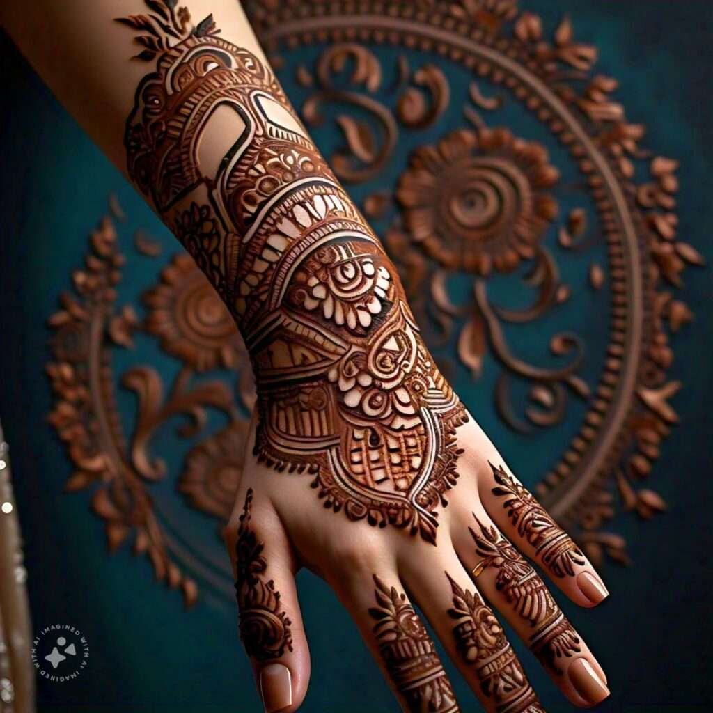 Mehndi Designs Generated by AI: Revolutionizing Traditional Art 33 ai back hand design