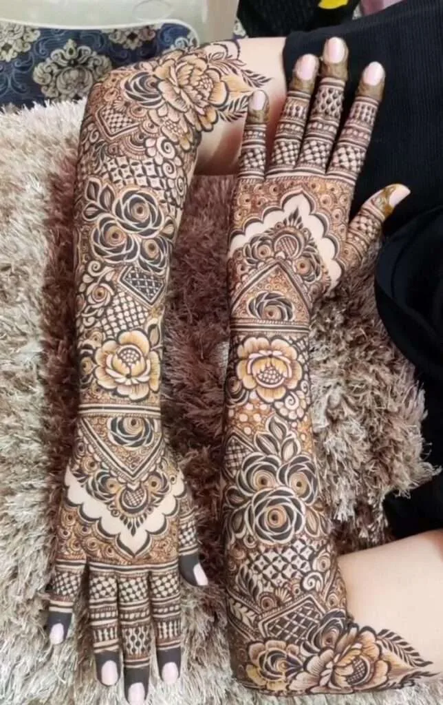 new style best unique and beautiful simple cone mehndi designs full hand back side
