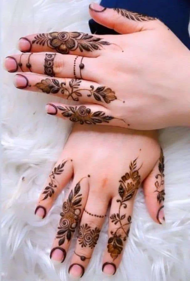 250+ Best Mehndi Designs for Hand Picture and Videos 181 finger mehndi flower designs