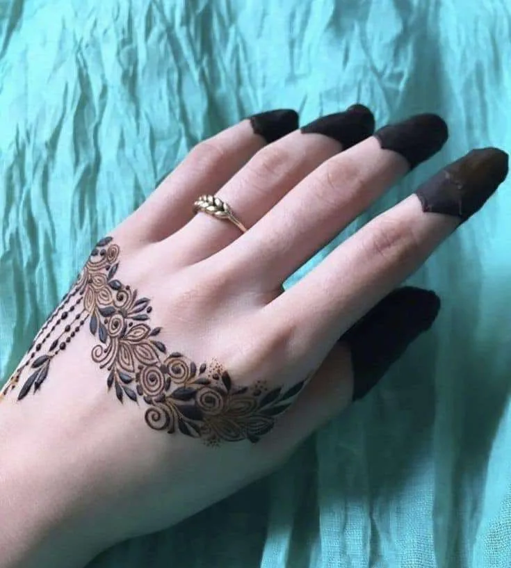 250+ Best Mehndi Designs for Hand Picture and Videos 179 smart mehndi design on nail and back hand