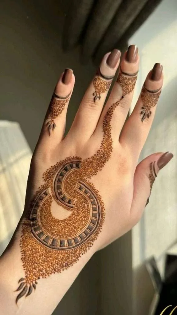 250+ Best Mehndi Designs for Hand Picture and Videos 177 kashi style back hand mehndi design