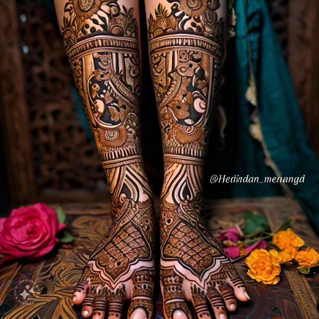 Mehndi Designs Generated by AI: Revolutionizing Traditional Art 15 foot design ai