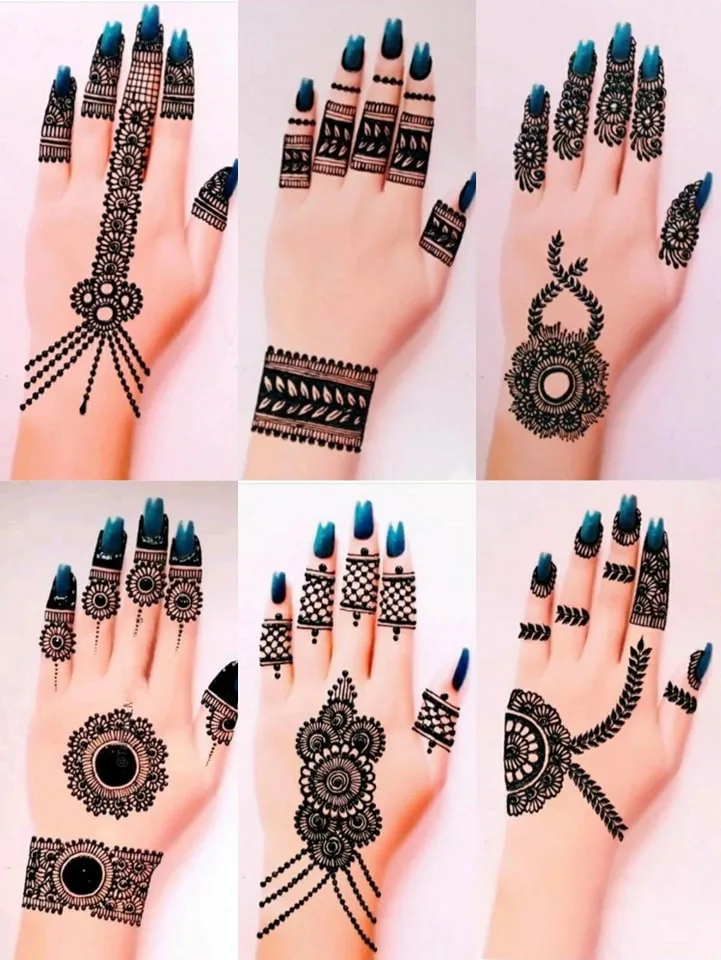 mehndi design applied on hand front and back side 