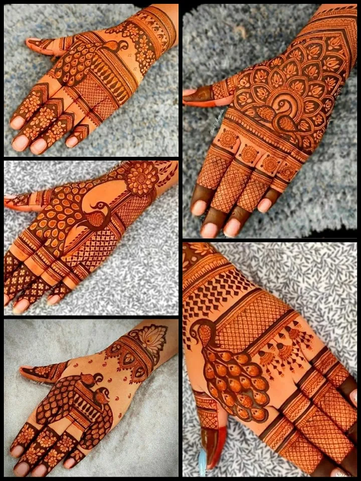 mehndi design applied on hand front and back side 
