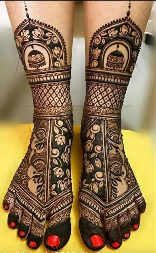 Indian style mehndi design for foot