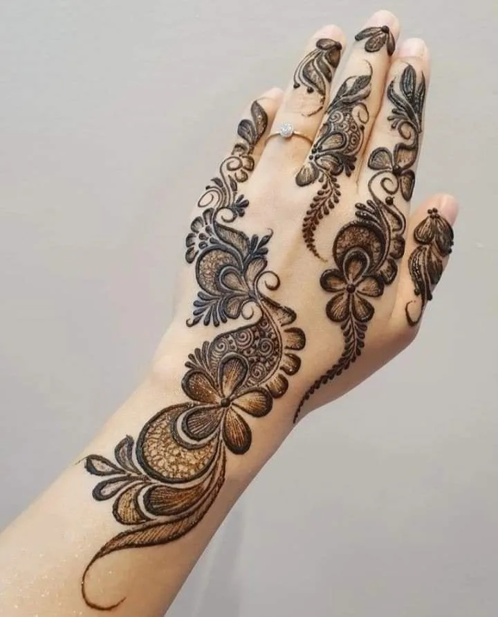 250+ Best Mehndi Designs for Hand Picture and Videos 109 back hand side mehndi design