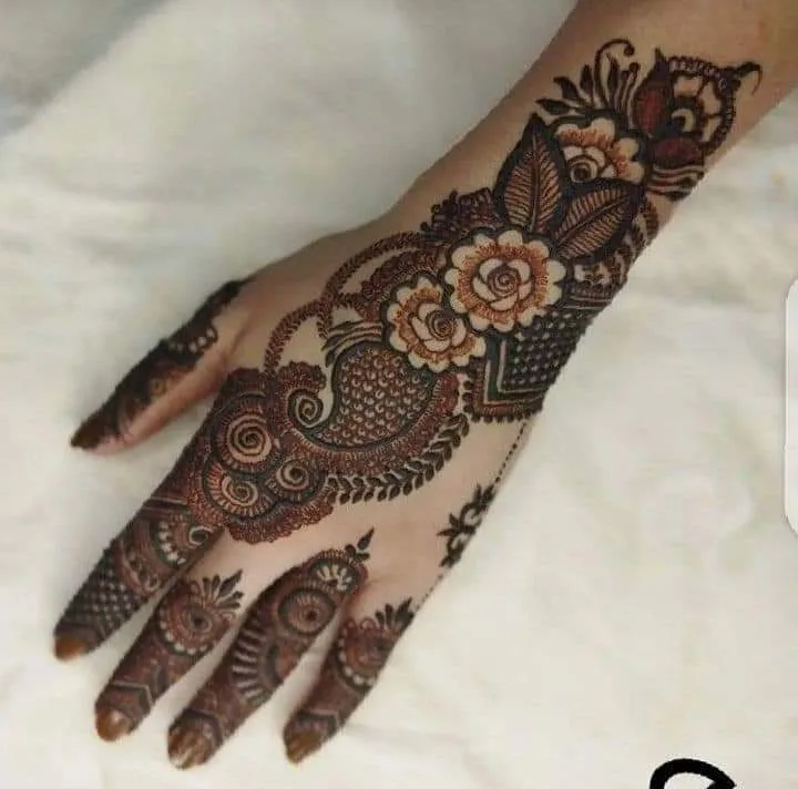 250+ Best Mehndi Designs for Hand Picture and Videos 108 back hand side mehndi with white background