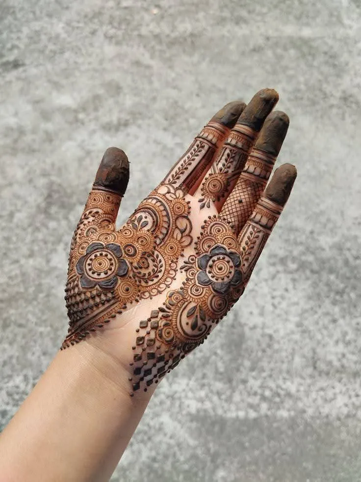 250+ Best Mehndi Designs for Hand Picture and Videos 82 cone design on plam