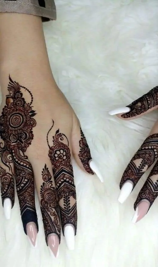 250+ Best Mehndi Designs for Hand Picture and Videos 73 finger mehndi design
