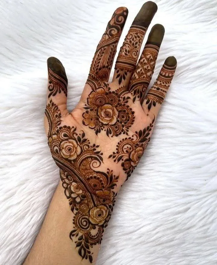 250+ Best Mehndi Designs for Hand Picture and Videos 31 mehndi on palm side