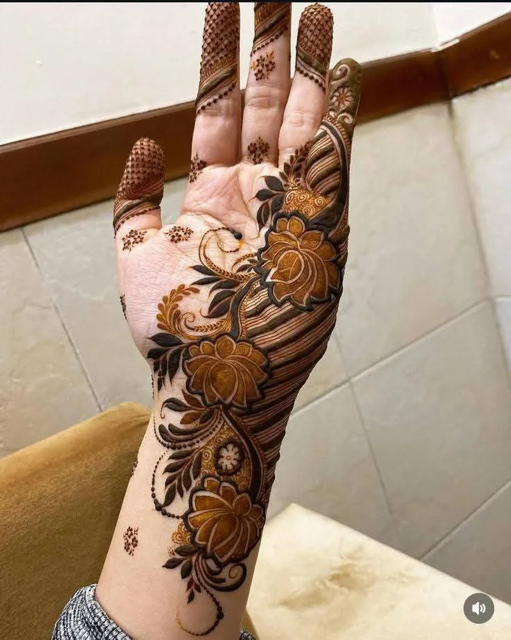 250+ Best Mehndi Designs for Hand Picture and Videos 3 stylish front hand palm mehndi on hand front side