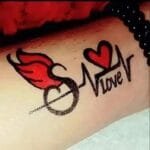 tattos style with writte S Love and heart beat icon