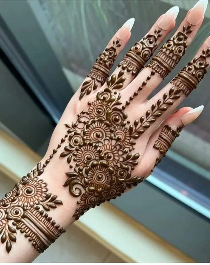 25 Beautiful Mehndi Designs for Front Hand, Back Hand Side & Feet 10 Back side finger mehndi design