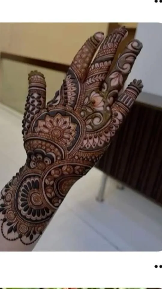 25 Beautiful Mehndi Designs for Front Hand, Back Hand Side & Feet 23 front hand mehndi design full hand