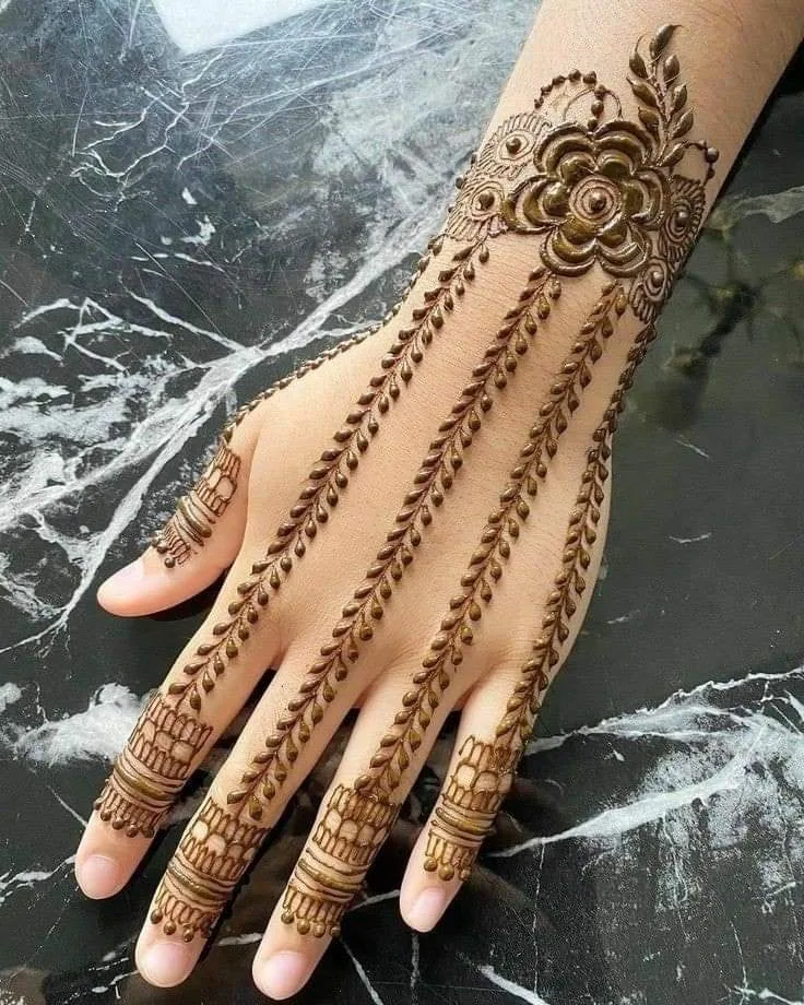25 Beautiful Mehndi Designs for Front Hand, Back Hand Side & Feet 21 full finger mehndi design back side