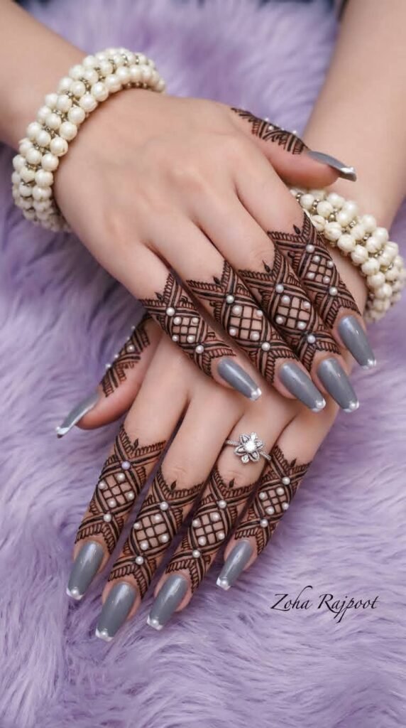 back side finger mehndi design