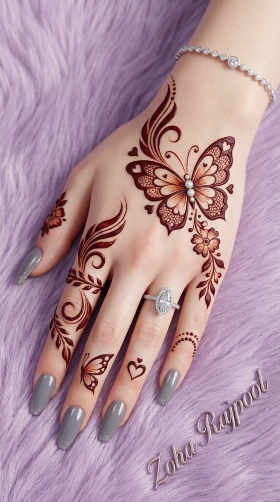 30 Best Eid Mehndi Designs 10 butterfly mehdi design