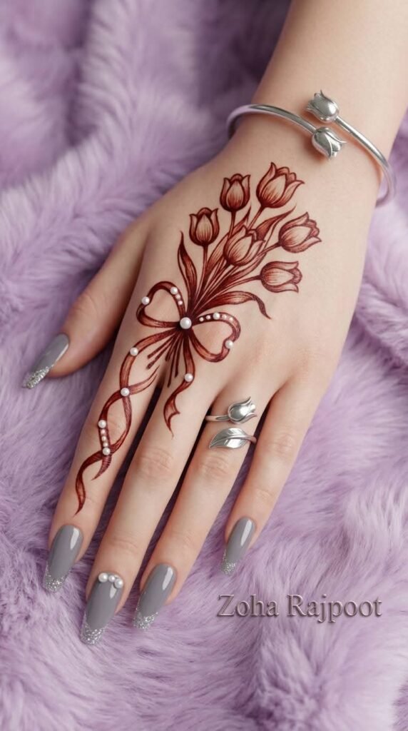30 Best Eid Mehndi Designs 26 flower shape back hand side