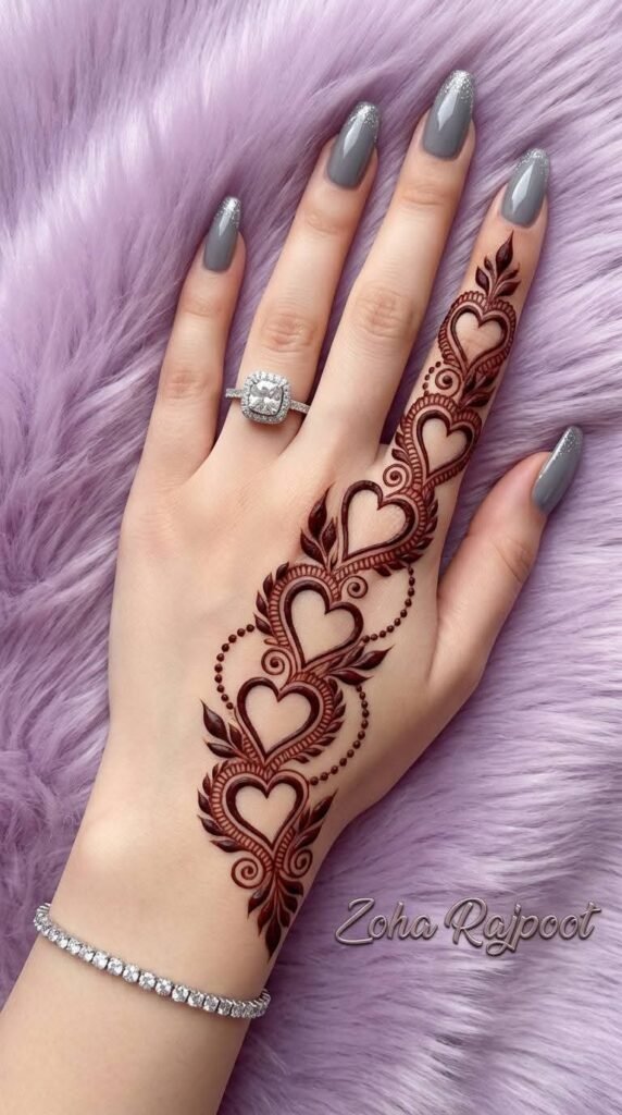 30 Best Eid Mehndi Designs 28 heart shape back hand side mehndi design
